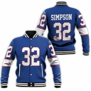 Buffalo Bills 32 O J Simpson Baseball Jacket Men Royal Vintage Inspired Style