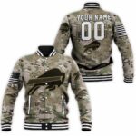 Buffalo Bills Camo Pattern 3D Personalized Baseball Jacket BJ0061