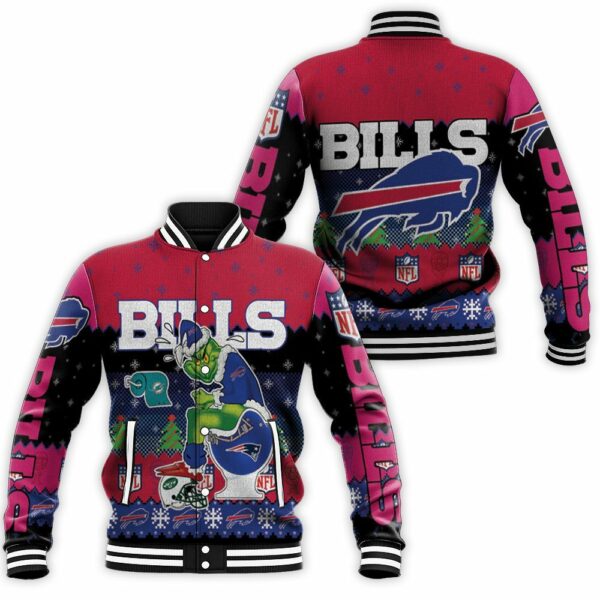 Buffalo Bills Christmas Grinch In Toilet Knitting Pattern 3D Baseball ...