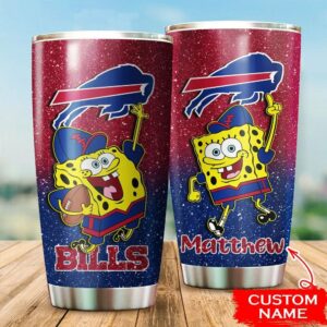 Buffalo Bills Custom Name SpongeBob SquarePants Tumblers