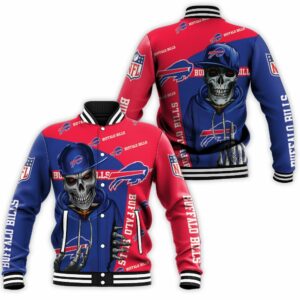 Buffalo Bills Hip Hop Skull 3D Baseball Jacket BJ1175