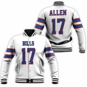 Buffalo Bills Josh Allen Game White Inspired Style Baseball Jacket BJ1643