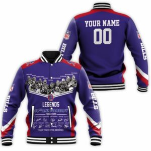 Buffalo Bills Legends Sign 60Th Anniversary AFC West Champions Snoopy Baseball Jacket BJ0952