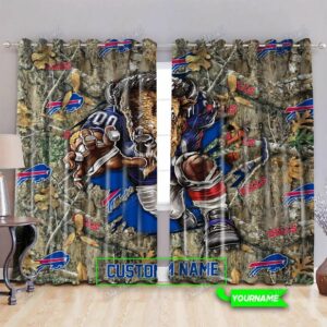 Buffalo Bills NFL 3D Camo Curtains 01 Personalized
