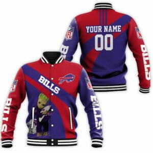 Buffalo Bills NFL Groot Hugs Buffalo Bills Ball NFL Season Personalized Baseball Jacket BJ0802