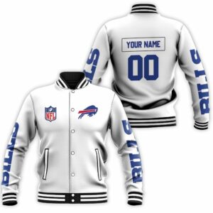 Buffalo Bills NFL White Style Personalized Baseball Jacket BJ0889