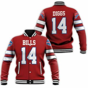 Buffalo Bills Stefon Diggs 14 Red Inspired Style Baseball Jacket BJ1176