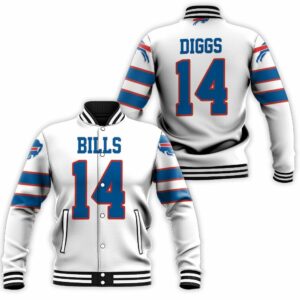 Buffalo Bills Stefon Diggs 14 White Inspired Style Baseball Jacket BJ0341