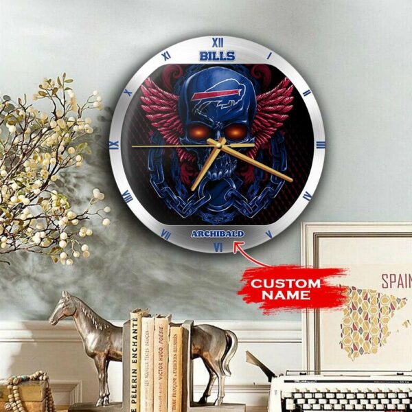 NFL Buffalo Bills Skull Clock Custom Name