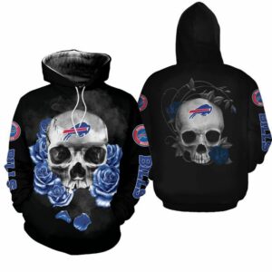 NFL Buffalo Bills Team Skull And Roses For Men's And Women's NFL Hoodie