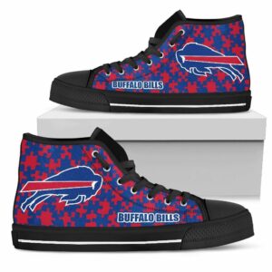 Puzzle Logo With Buffalo Bills NFL Custom Canvas High Top Shoes