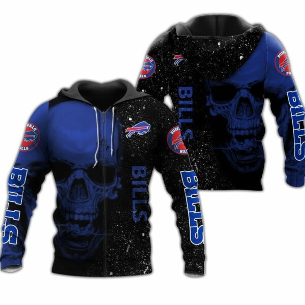 Skull NFL Buffalo Bills NFL Gift For Fan 3D T Shirt Sweater Zip Hoodie