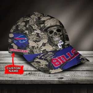 Buffalo Bills NFL Football Skull Custom Name Classic Cap - USALast