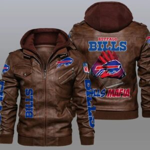 NFL Buffalo Bills Fans Logo Black And Brown Leather Jacket Men And Women -  Freedomdesign