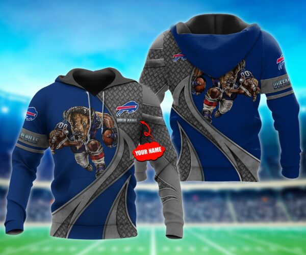 Buffalo Bills NFL Metal Mascot Personalized 3D Hoodie