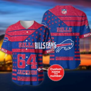 Buffalo Bills Personalized NFL Swoosh Pattern Jersey Baseball