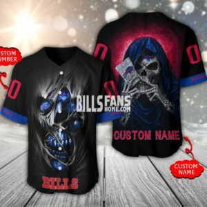 Buffalo Bills Big Skull Holh Logo Baseball Custom Name Jersey Shirt - T- shirts Low Price