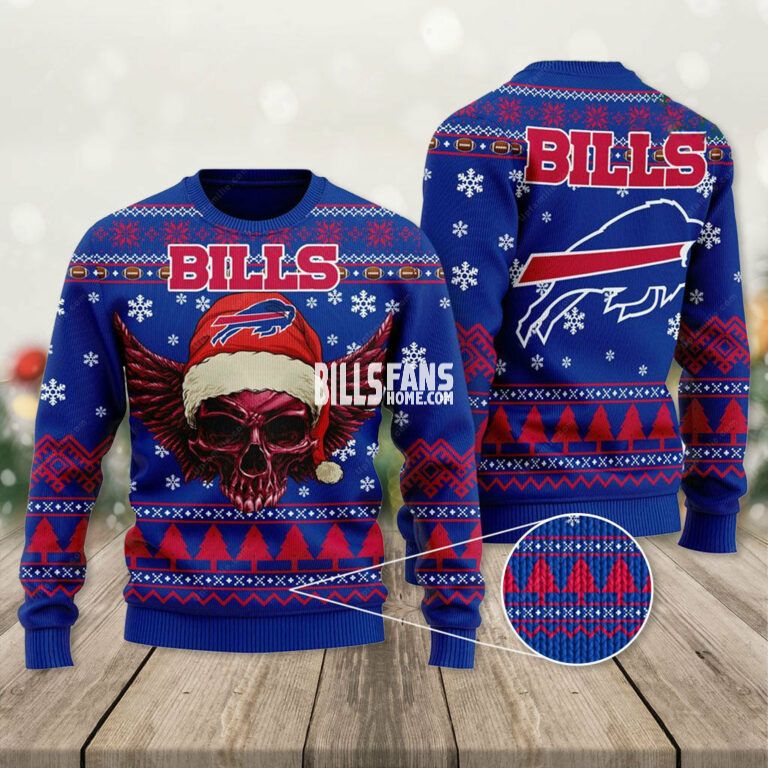 Buffalo Bills Ugly Sweater, Golden Skull Ugly Christmas Sweater 3D ...